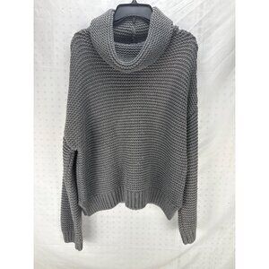 Zara Women’s Gray Ribbed Knit Sweater M Slouchy Oversized Pullover